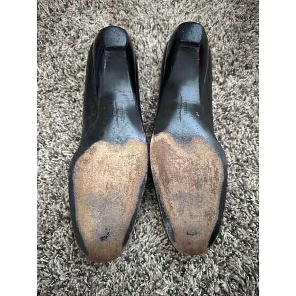 SALVATORE FERRAGAMO BLACK LEATHER GANCINI BUCKLE SHOES SIZE 9 B - Picture 6 of 10